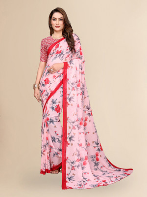 Moda Rapido Floral Print Daily Wear Georgette Saree(Pink)