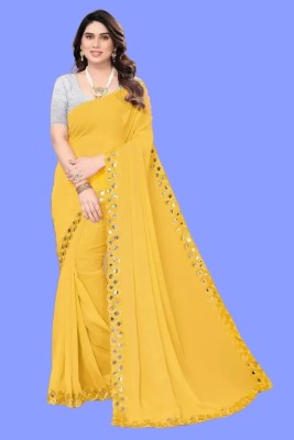 SHELDROM MART Embellished Bollywood Georgette Saree(Gold)