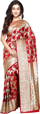 Krishneshwari Self Design Banarasi Pure Silk Saree(Maroon)