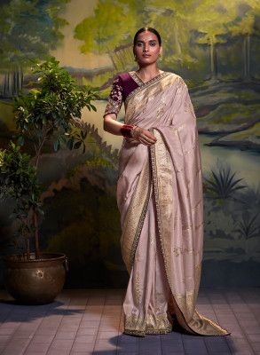 Rukmini by Rajendra Dyed Bollywood Polyester Saree(Purple)