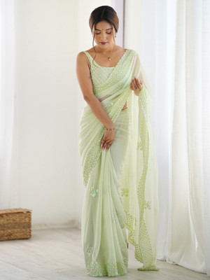 ANOUK Embellished Bollywood Georgette Saree(Light Green)