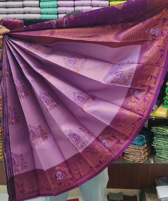 WILLMAKE Printed, Applique, Embellished, Floral Print, Woven Bollywood Georgette Saree(Pink, Purple)