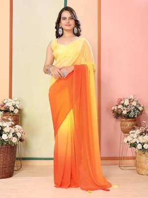 Noor Creation Dyed Bollywood Georgette Saree(Yellow)