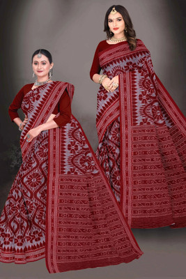 kalyani nx Printed Sambalpuri Pure Cotton Saree(Red)