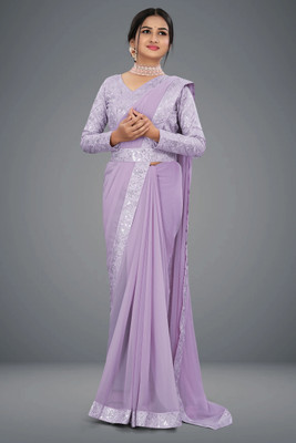 AVIRAT DESIGNER STUDIO Embroidered Bollywood Chiffon Saree(Purple)