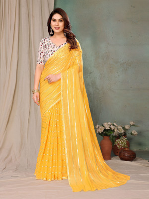 Soor Panchi Woven Bollywood Cotton Linen Saree(Yellow)