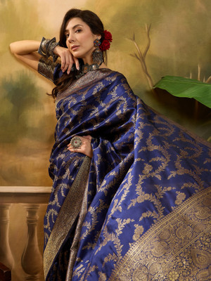 Sangria Woven Banarasi Jacquard Saree(Blue)