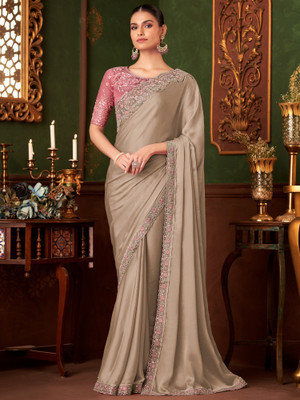 Tasrika Embellished Bollywood Chiffon Saree(Beige)