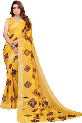 vijj Striped Bandhani Georgette Saree(Multicolor)