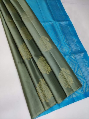 Anjaneya Sarees Printed Banarasi Silk Blend Saree(Green)