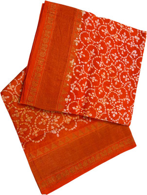 Prabanja Printed Madurai Cotton Silk Saree(Orange)