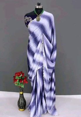 VedikaaFashion Striped, Tie-Dye Bollywood Art Silk, Georgette Saree(Blue, White)