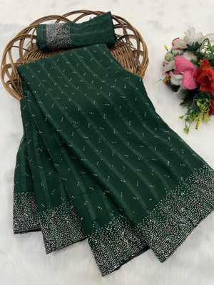 ZOYAL ENTERPRISE Embellished Bollywood Georgette Saree(Green)