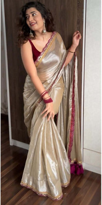 Moda Rapido Solid/Plain Bollywood Tissue Saree(Purple)