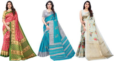 YASHIKA Printed Daily Wear Art Silk Saree(Pack of 3, Multicolor)