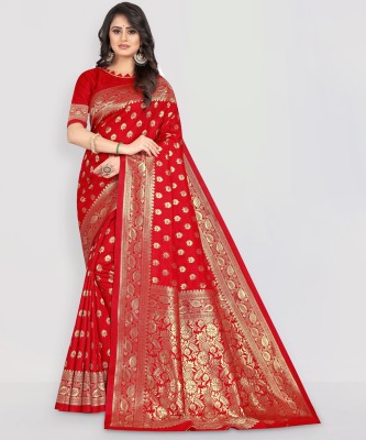signagraph Woven Banarasi Pure Silk, Satin Saree(Red)