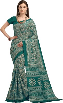 HouseOfCommon Printed Daily Wear Jute Silk, Cotton Jute Saree(Light Green)