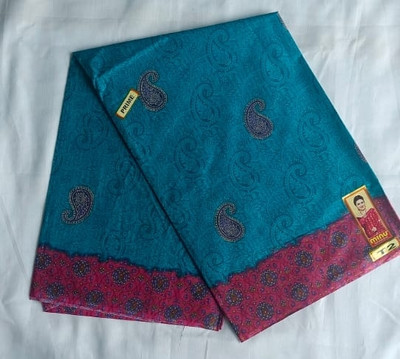 Minu Fashion Woven, Printed, Digital Print Bollywood Pure Cotton Saree(Light Blue, Pink)