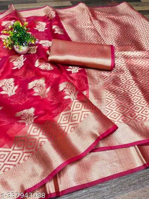 Devkinanndan Self Design Kanjivaram Organza Saree(Red)