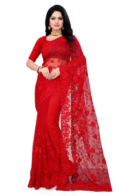 DEVKISONDESIGNER Self Design Bollywood Net Saree(Red)