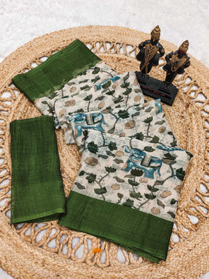 Shandhya Printed Bollywood Satin Saree(Green)