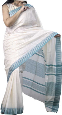 Beauteefy Self Design, Woven, Striped, Temple Border Bollywood Art Silk, Dupion Silk Saree(Yellow, Light Blue)