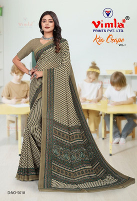 Vimla Printed Bollywood Crepe Saree(Cream)