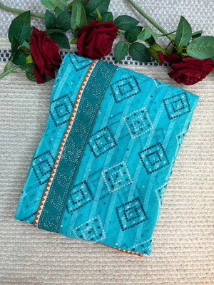 Pallu Patola Temple Border Bollywood Silk Blend Saree(Blue)
