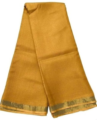 Nimra Crafts Solid/Plain Bhagalpuri Art Silk, Cotton Blend Saree(Yellow)