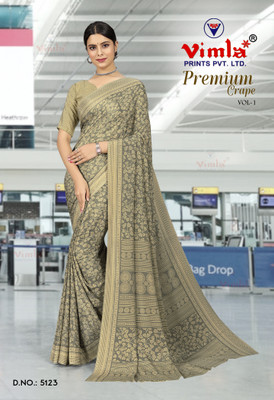 Vimla Printed Daily Wear Crepe Saree(Beige)