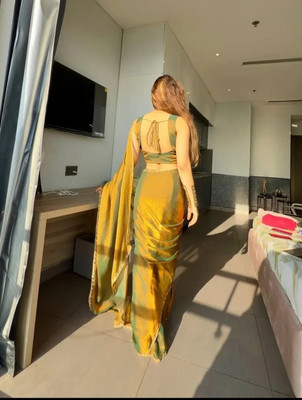 ANJAVI FASHION Embellished Bollywood Jimmy choo Saree(Gold)