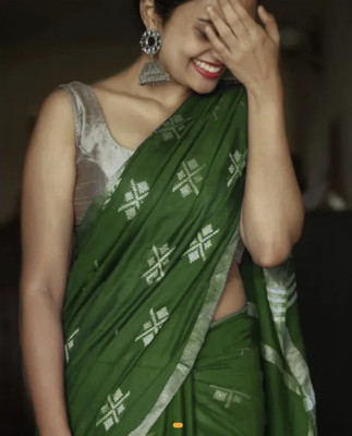 Kota silk saree Solid/Plain Bhagalpuri Cotton Silk Saree(Green, Brown)