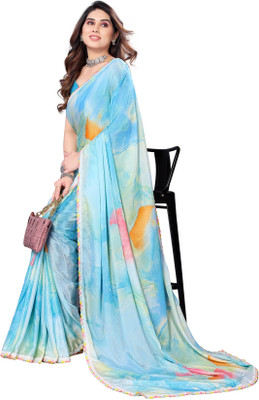 Shreesai Embroidered Bollywood Georgette Saree(Light Blue)