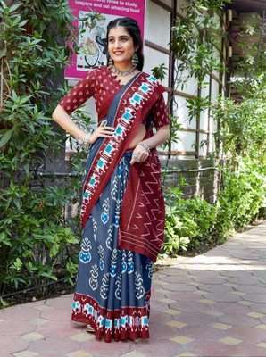Pandadi Saree Printed Daily Wear Cotton Blend Saree(Multicolor)
