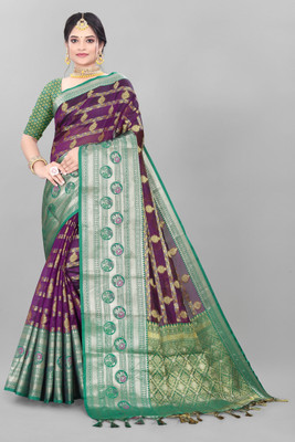 SHREE NATH CREATION Paisley, Self Design Banarasi Cotton Silk, Tissue Saree(Magenta)