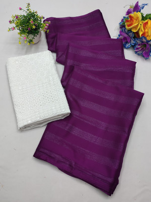 BORBOLETA Self Design, Embellished, Striped Bollywood Chiffon Saree(Multicolor)