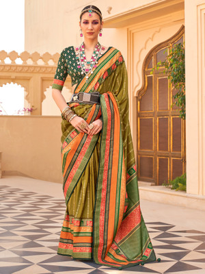 Tasrika Woven Banarasi Silk Blend Saree(Light Green)