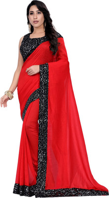 Snehdeep Embellished Bollywood Lycra Blend Saree(Black)