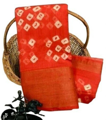 Saadhvi Printed Banarasi Cotton Blend Saree(Orange)