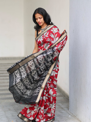 Vihan Fab Printed Kalamkari Mulmul Saree(Multicolor)