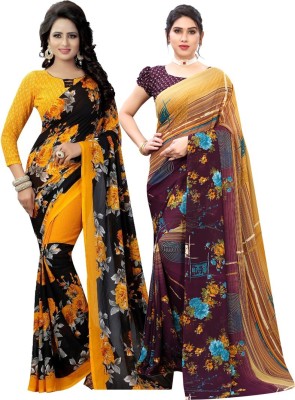 YASHIKA Printed Daily Wear Georgette Saree(Pack of 2, Multicolor)