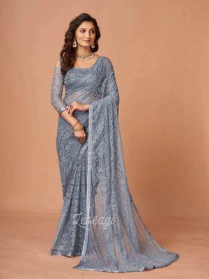 VRLOOKMEFASHION Embroidered Bollywood Net Saree(Grey)
