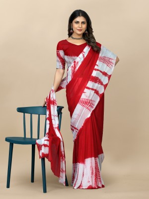 A To Z Cart Hand Painted Bollywood Satin Saree(Red)