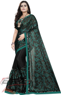 ENCLIQ Embellished Bollywood Lycra Blend Saree(Black)