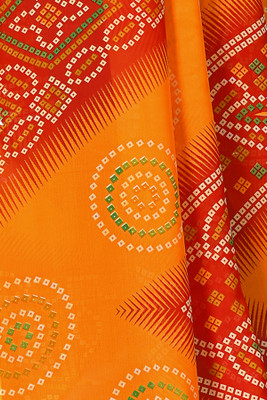 Kanooda Prints Printed Daily Wear Georgette Saree(Orange)