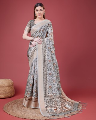 Divastri Self Design Ikkat Silk Blend Saree(Grey)