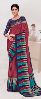 Seeyas Paisley Daily Wear Crepe Saree(Maroon, Blue)