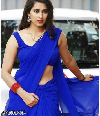 Florona Enterprise Printed Bollywood Chiffon Saree(Blue)