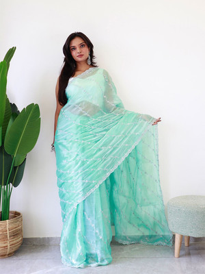 ANOUK Embroidered Chanderi Georgette Saree(Blue)