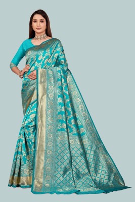 SHREE SANT SAREES Woven Banarasi Jacquard Saree(Light Blue)